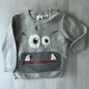 ZARA Baby Boy Gray Monster Knit Sweater 18–24M